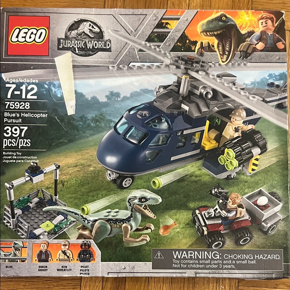 LEGO Jurassic World Blue and Gray Helicopter Adventure